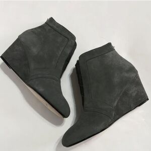 Taryn Rose Kamer Grey Wedge Bootie with Front Stretch Band